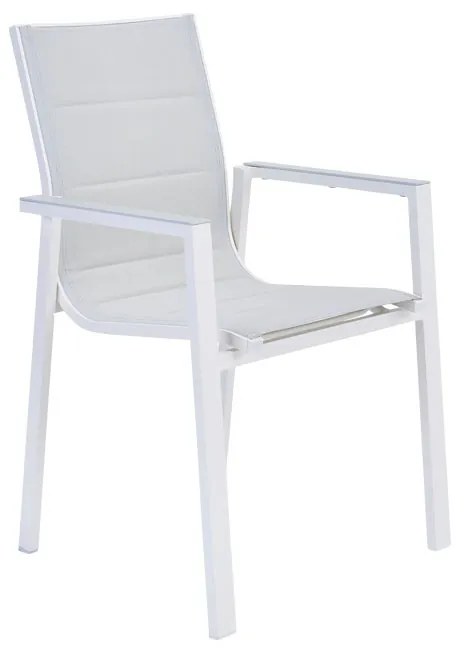 Sedia da giardino senza cuscino Orion Gamma II NATERIAL con braccioli in alluminio, seduta in textilene bianco