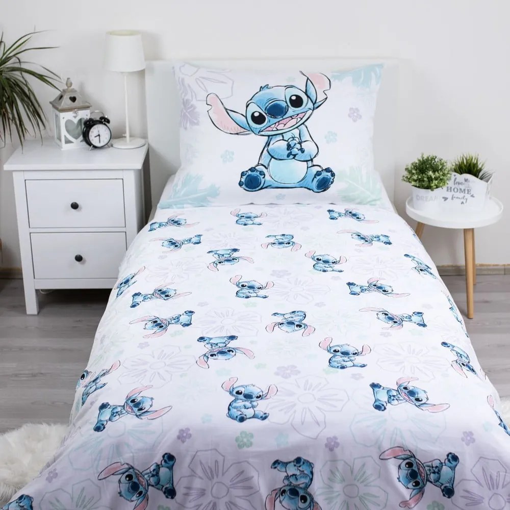 Set copripiumino e federa da bambini bianco in cotone per letto singolo 140x200 cm Lilo and Stitch "Ohana White" – Jerry Fabrics