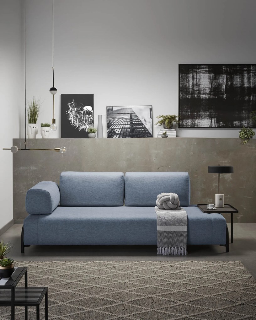 Kave Home - Divano Compo 3 posti blu 232 cm
