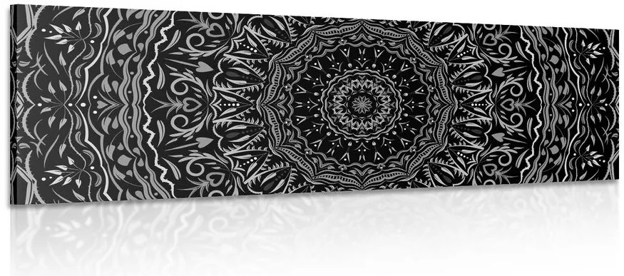 Quadro su tela – Mandala in stile vintage in bianco e nero