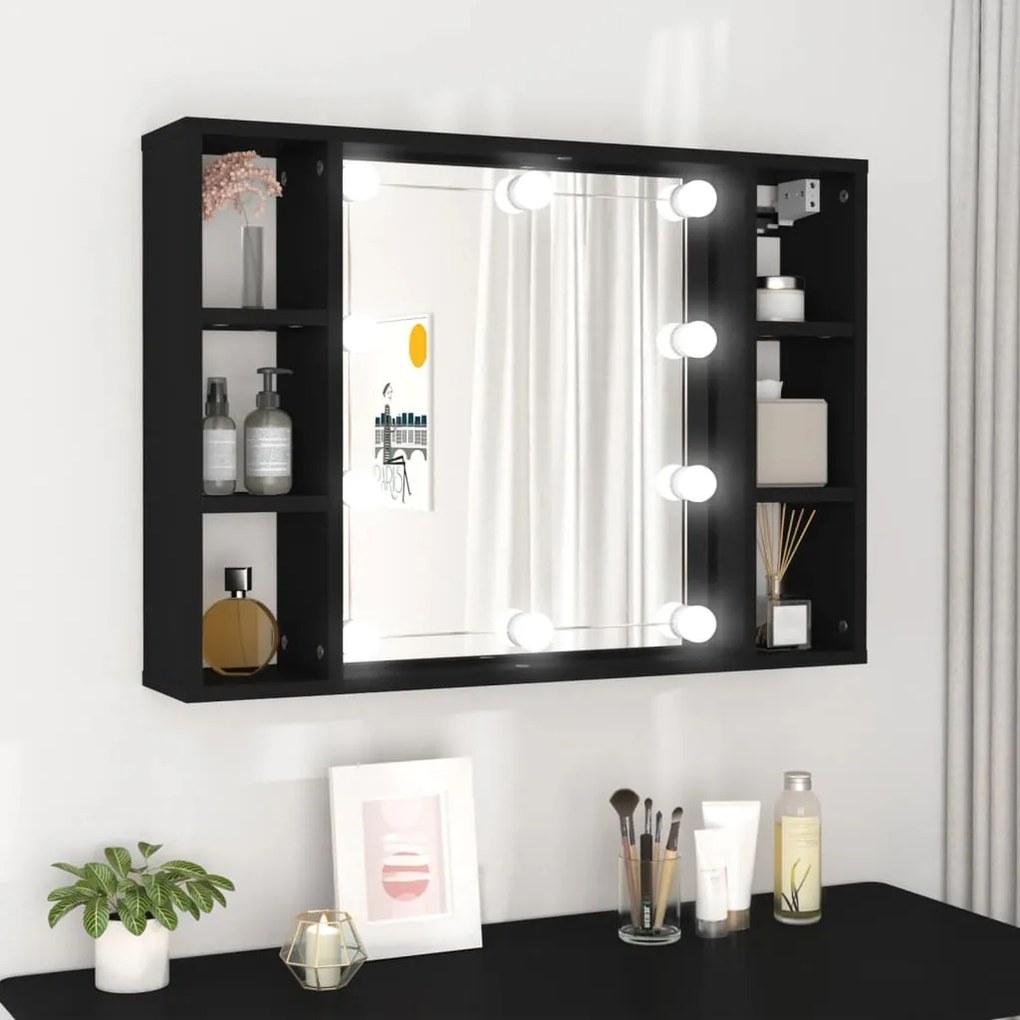 Mobile A Specchio Con Led Nero 76x15x55 Cm /
