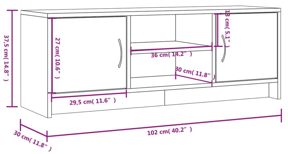 Mobile Porta TV Rovere Marrone 102x30x37,5 cm Legno Multistrato