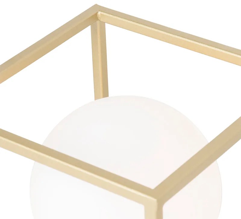 Lampada da tavolo di design oro con vetro bianco - Aniek