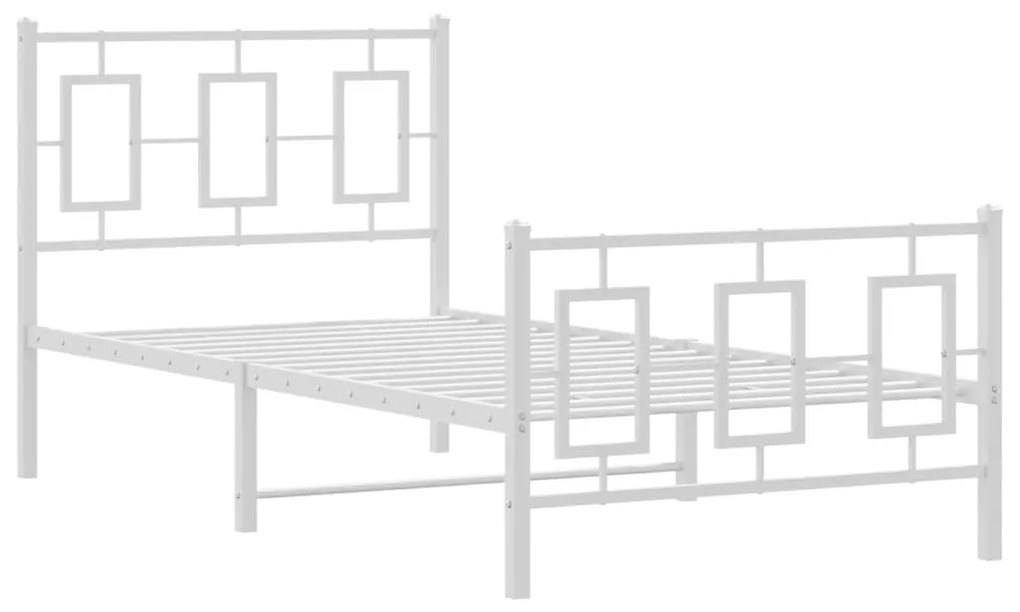 Giroletto con Testiera e Pediera Metallo Bianco 90x200 cm