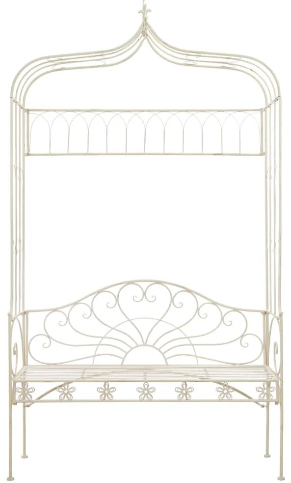 Panchina da giardino 122 cm in ferro bianco anticato