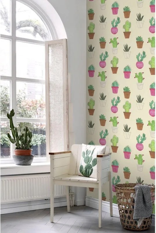 Fotomurale ESTA Cactus, verde rosa e beige 138X279 cm