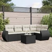 Set Divano da Giardino 6 pz con Cuscini Nero in Polyrattancod mxl 114303