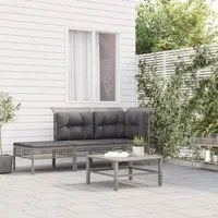 Set Divani da Giardino 3 pz con Cuscini in Polyrattan Grigio 319661