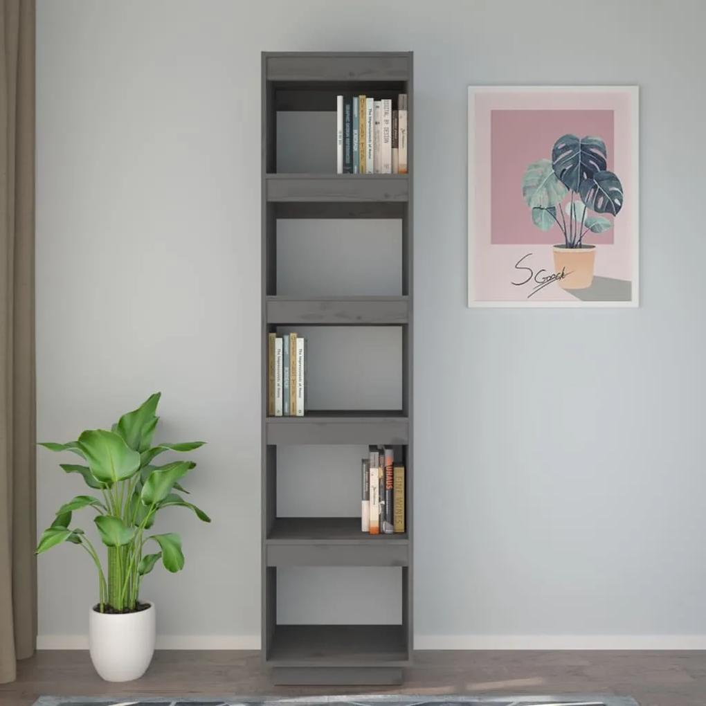 Libreria/divisorio grigio 40x35x167 cm in legno massello di pino