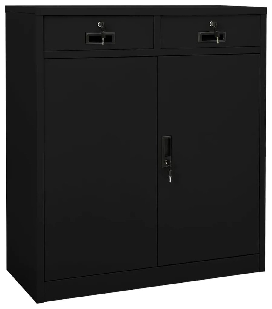 Armadio Per Ufficio Nero 90x40x102 Cm İn Acciaio /