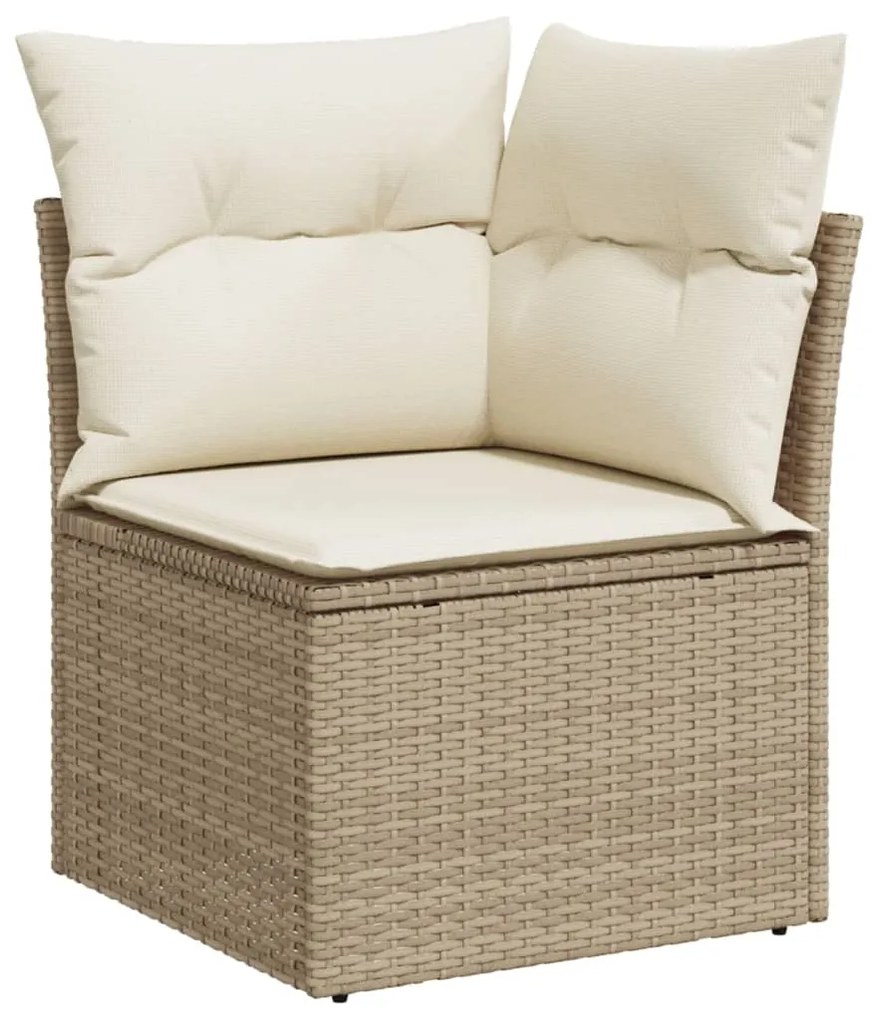 Set Divano da Giardino 10 pz con Cuscini Beige in Polyrattan