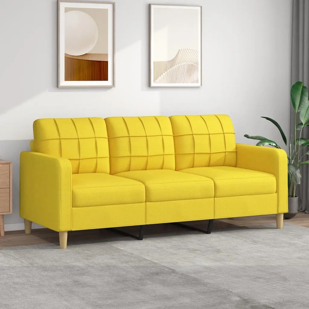 Divano A 3 Posti Giallo Chiaro 180 Cm İn Tessuto /