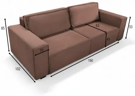 Divano letto 3 posti con contenitore RONDA rosso