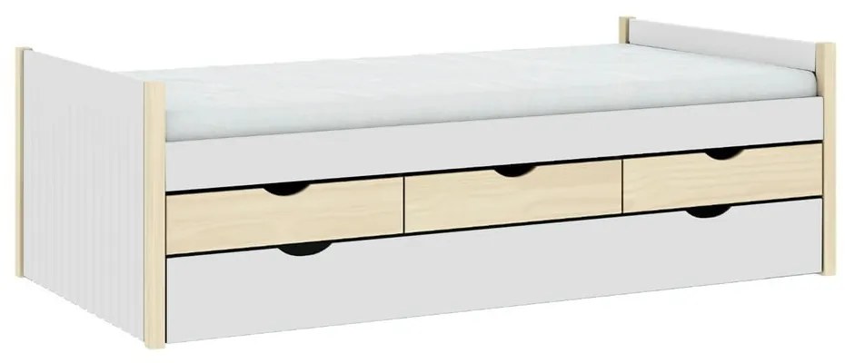 Letto da bambini bianco/di colore naturale con spazio contenitivo 90x190 cm Valka – Marckeric