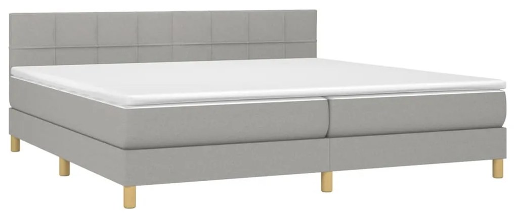 Letto a Molle Materasso e LED Grigio Chiaro 200x200 cm Tessuto