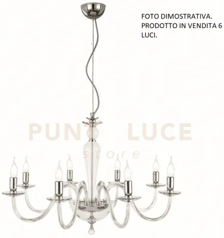 Lampadario paganini 6 luci cristallo cromo attacco e14 d.70cm