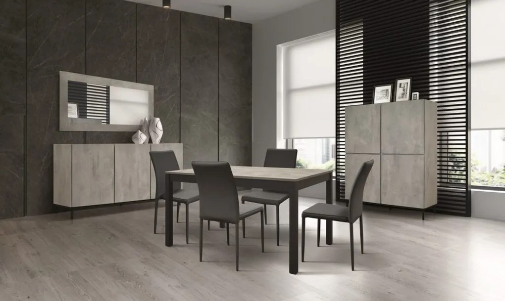 Tavolo TROPEA in legno, finitura rovere rustico e metallo verniciato antracite, allungabile 140&#215;80 cm &#8211; 190&#215;80 cm