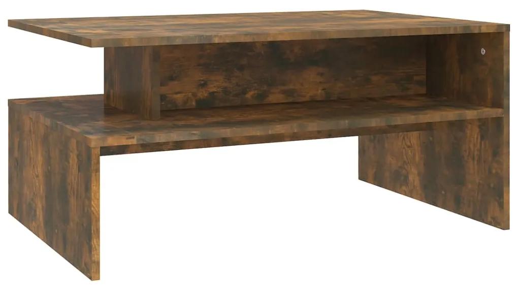 Tavolino da salotto rovere fumo 90x60x42,5 cm legno multistrato