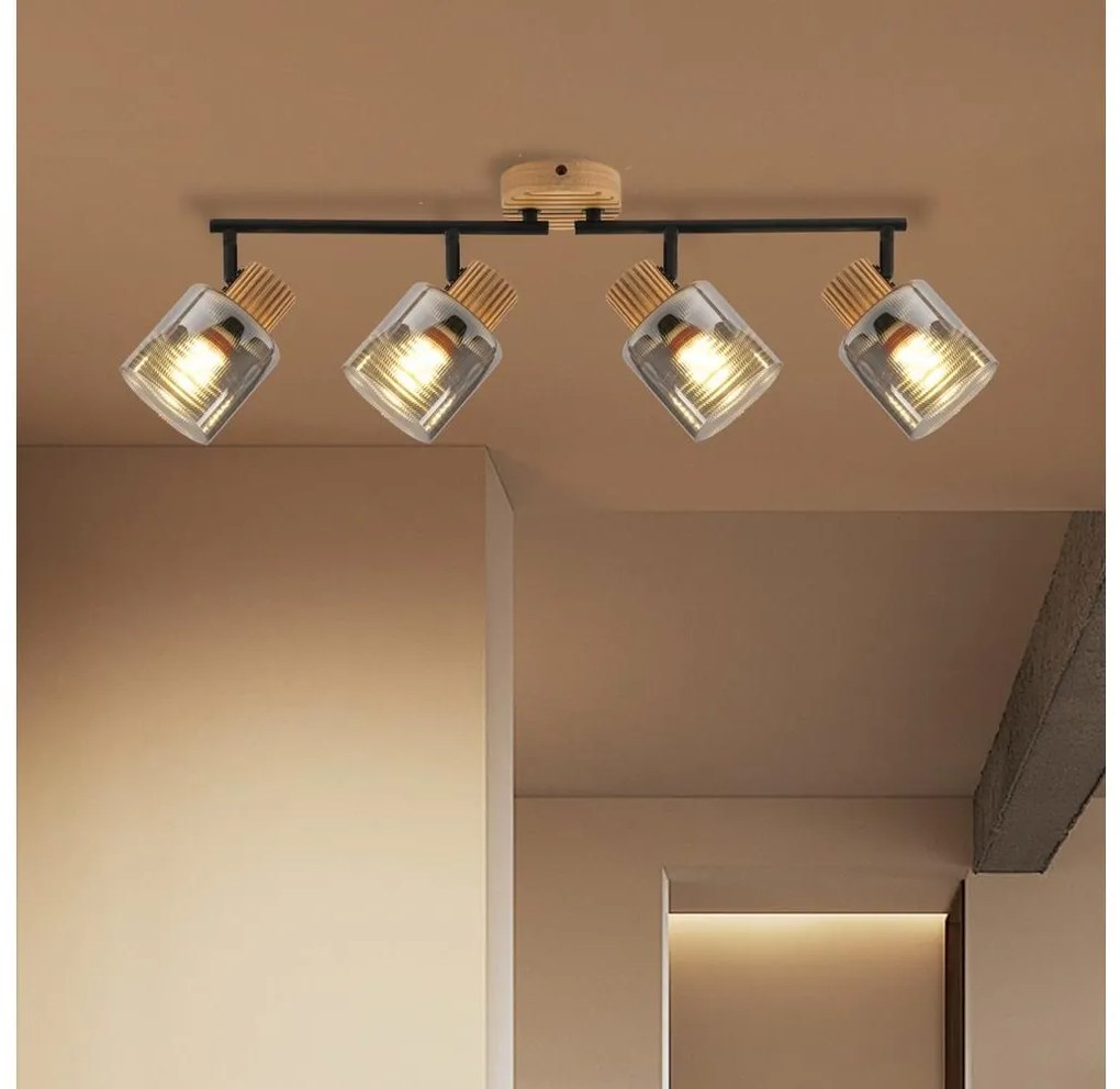 Brilagi - Faretto HYGGE 4xE14/15W/230V legno di caucciù/fumé