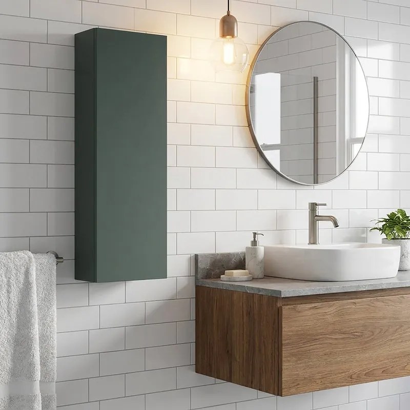 Pensile bagno verde foresta, 1 anta P 17 x L 30 x H 80 cm