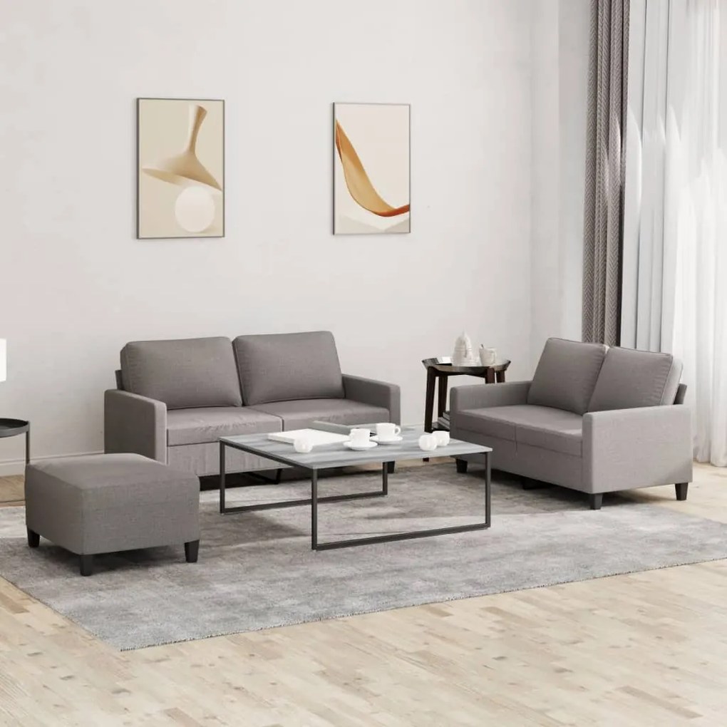 Set Di Divani 3 Pz Con Cuscini Tortora İn Tessuto /