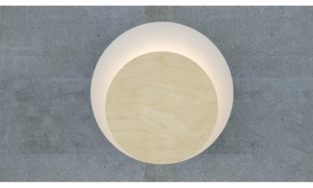 Applique da Parete Circle, Bianca e in Legno, Luce Indiretta, Base G9 Colore del corpo Legno