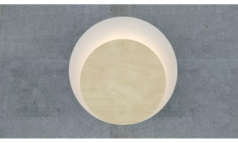 Applique da Parete Circle, Bianca e in Legno, Luce Indiretta, Base G9 Colore del corpo Legno