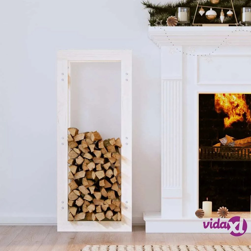 vidaXL Portalegna Bianco 41x25x100 cm in Legno Massello di Pino