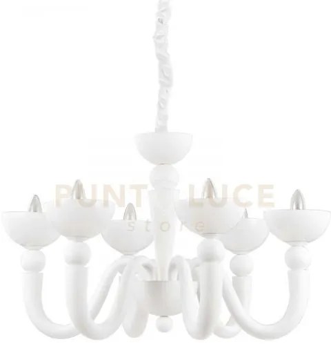 Bon bon lampadario a sospensione 6 luci attacco e14 bianco d.80cm