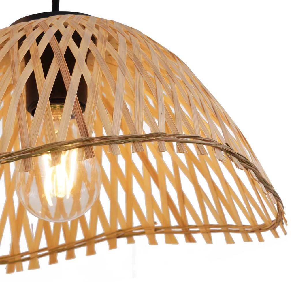 Lampada a sospensione Bohemian Chic nera con bambù 3 luci - Lily