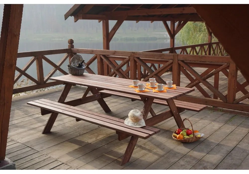 Set da pranzo da giardino in legno di pino per 6 persone Piknik - Rojaplast