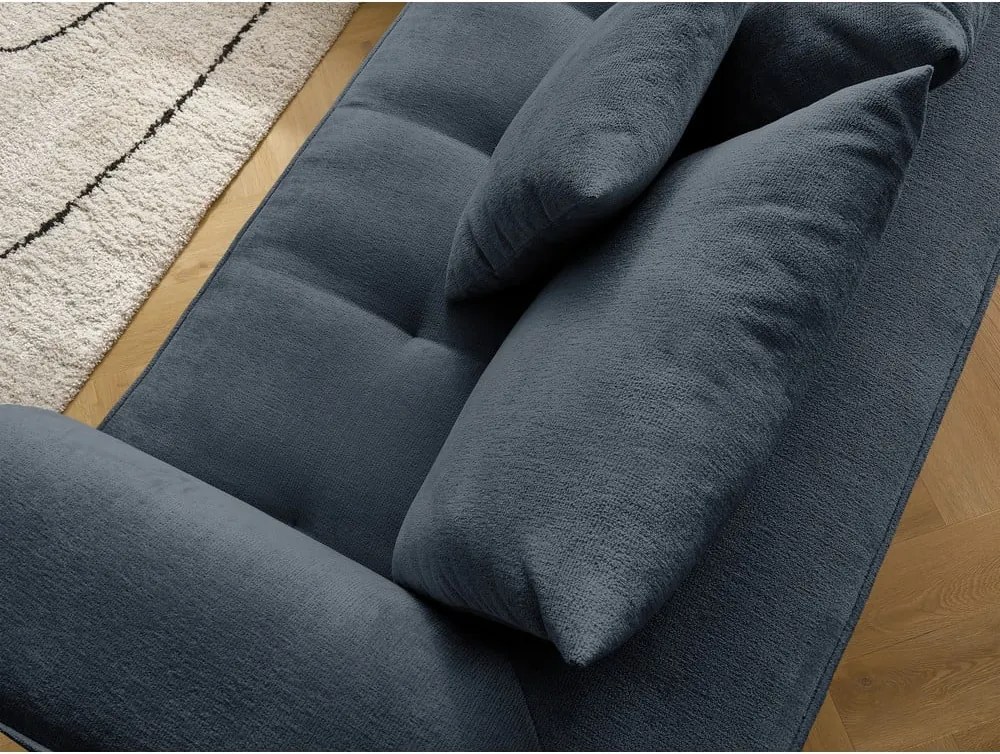 Divano angolare blu scuro (penisola a destra/a L) con rivestimento in ciniglia Whesley – Bobochic Paris