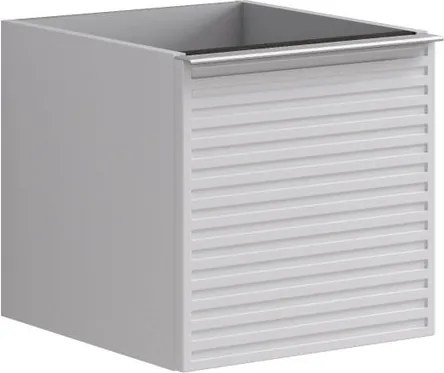 Cassettiera Pixel con 1 cassetto frontale Stripes laccato opaco bianco e maniglia alluminio brillante L.40 H.40 P.45,5 cm.
