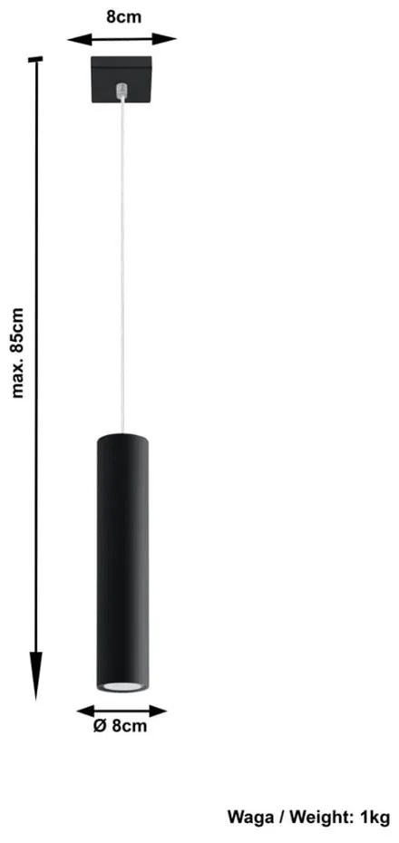 Lampadario nero in metallo Castro – Sollux