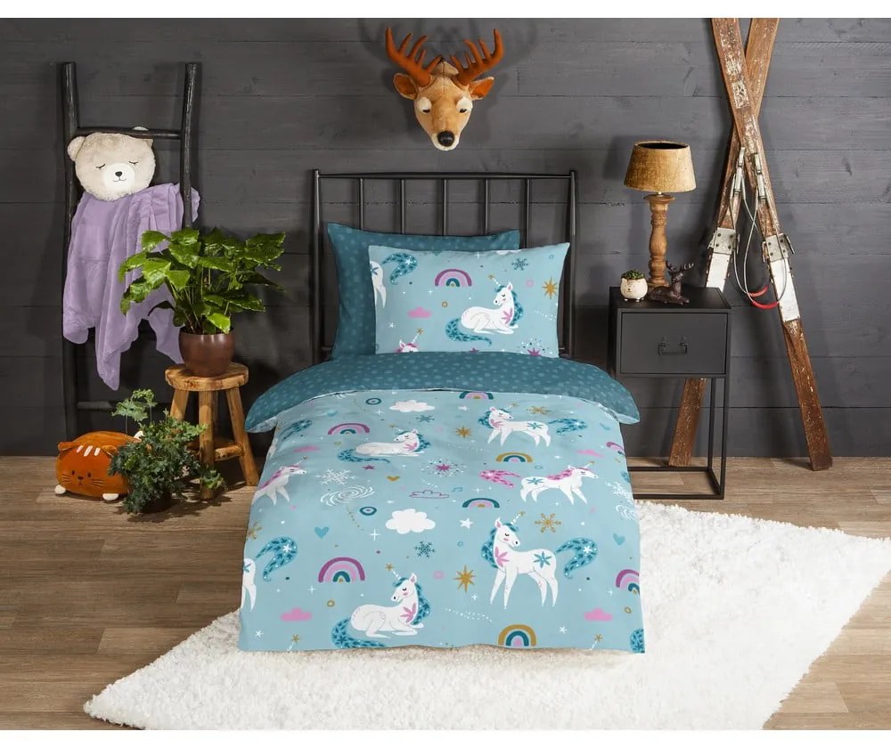 Set lenzuola letto per bambini una piazza e mezza in flanella 140x200 cm Snowycorn - Good Morning