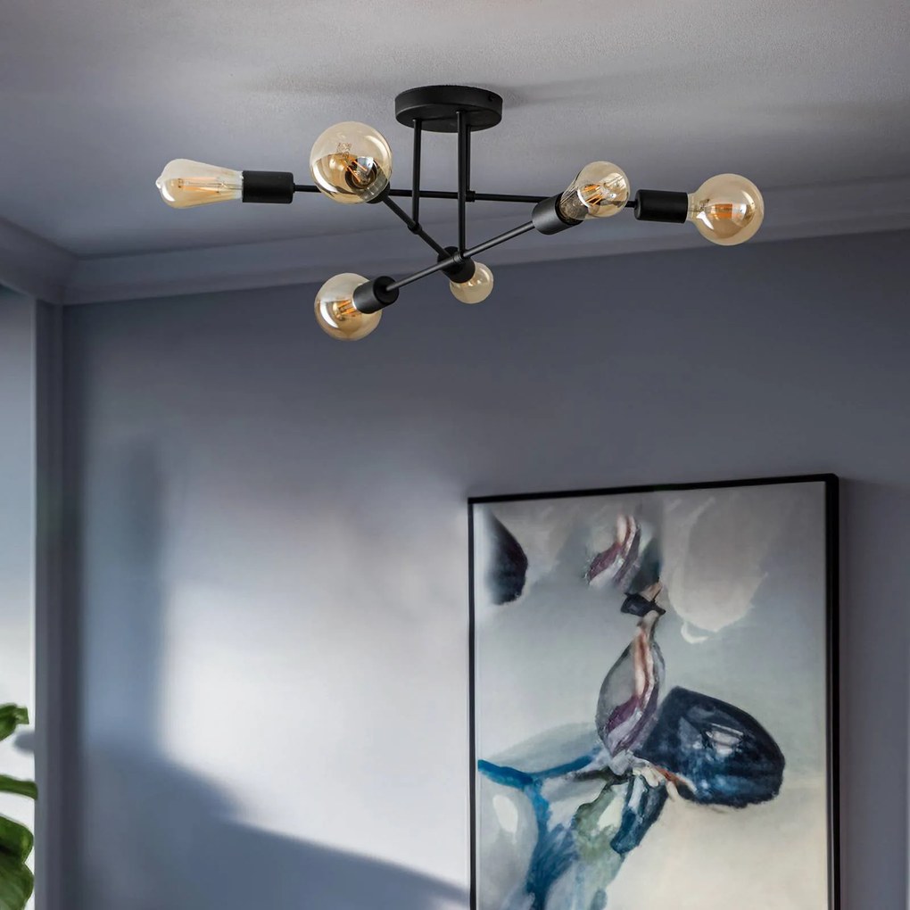 Plafoniera soffitto Cambridge HELAM, dimmerabile, Nero, Soggiorno / Sala da pranzo, Metallo, Moderno, Plafoniera