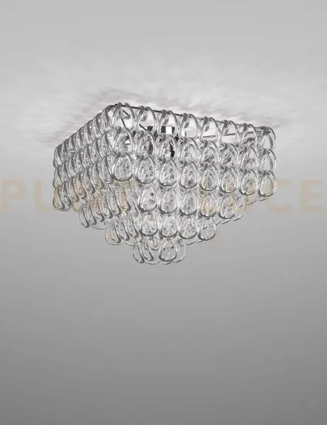 Giogali lampadadario a soffitto 65q cristallo quadrato argento e cr...