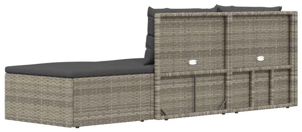 Set Divani da Giardino 3 pz con Cuscini in Polyrattan Grigio