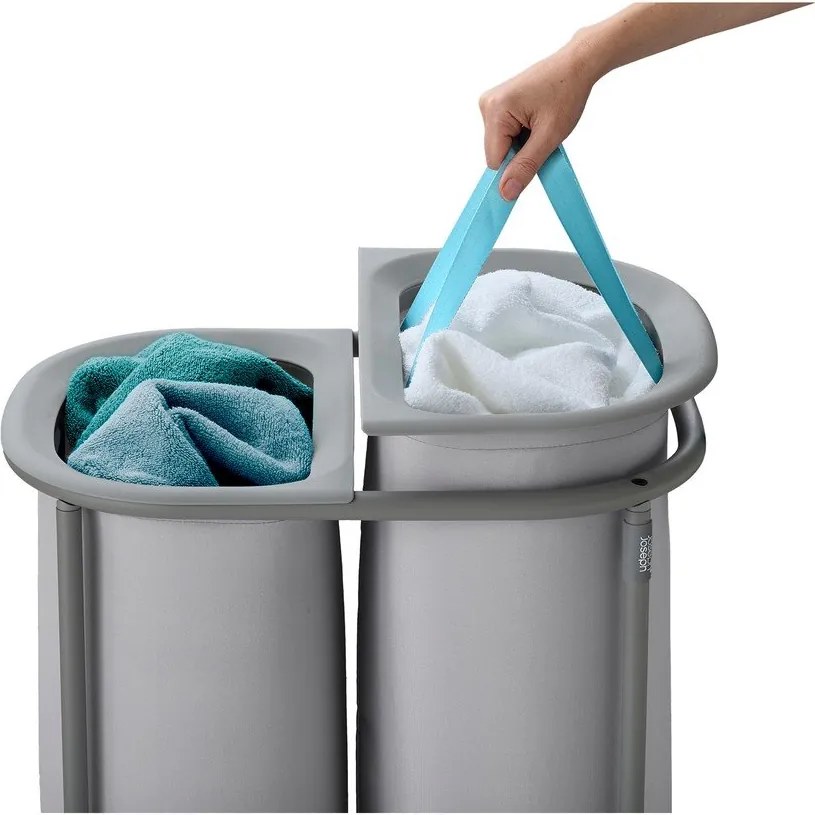 Cesta per il bucato grigio chiaro in tessuto 2x40 l Duo – Joseph Joseph