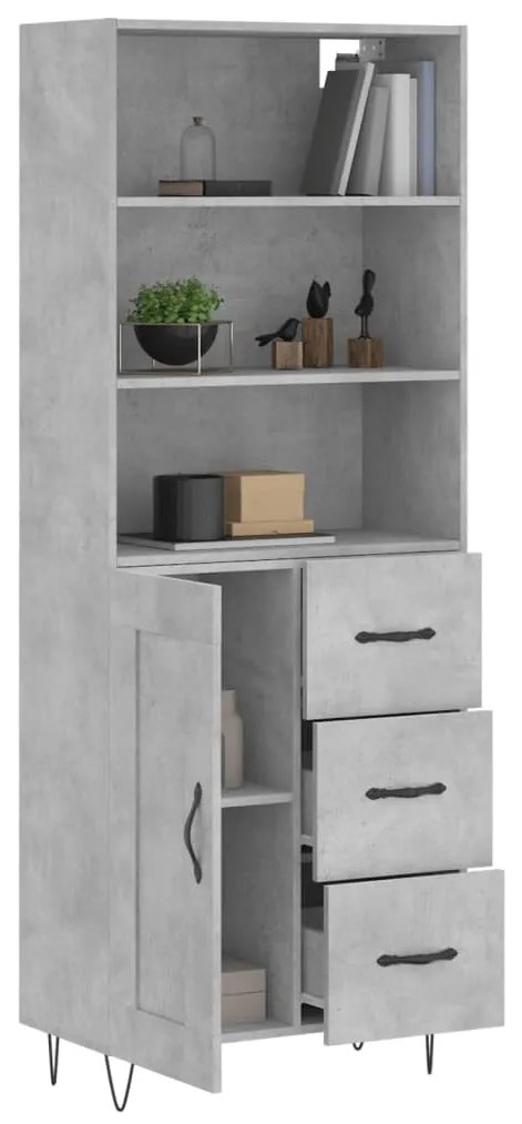 Credenza grigio cemento 69,5x34x180 cm in legno multistrato