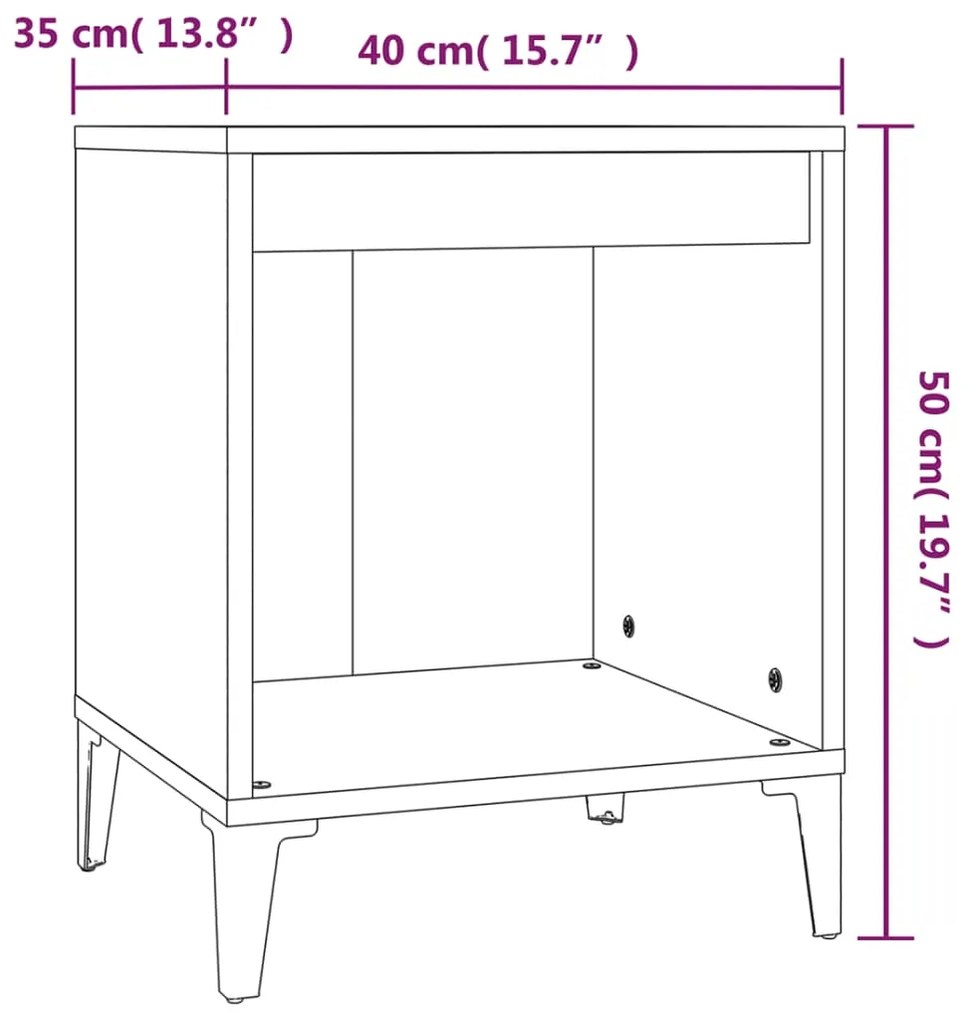 Comodini 2 pz Rovere Sonoma 40x35x50 cm