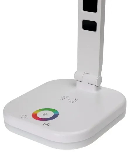 LED RGBW Lampada dimmerabile con ricarica wireless, display Porta USB 6W/5V 3000-6500K bianco