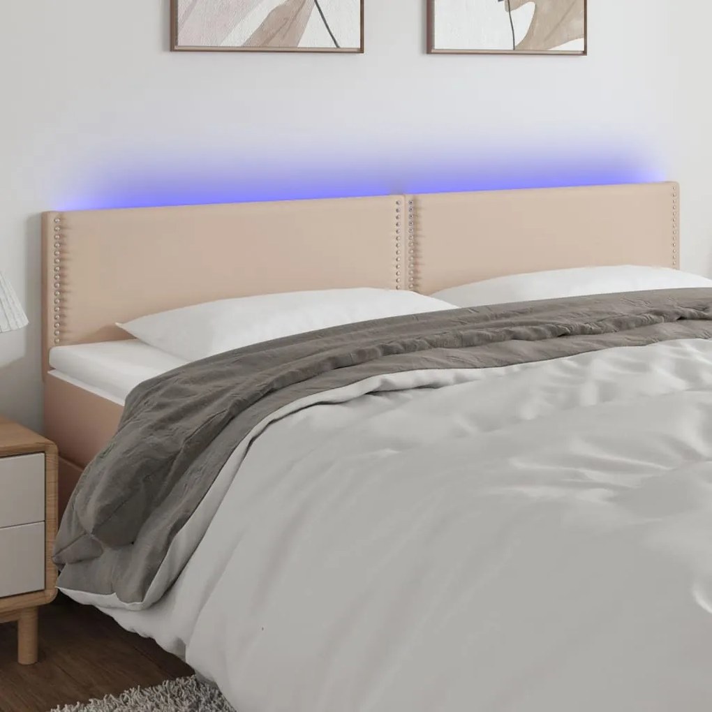 Testiera Cappuccino A Led 160x5x78/88 Cm İn Similpelle /