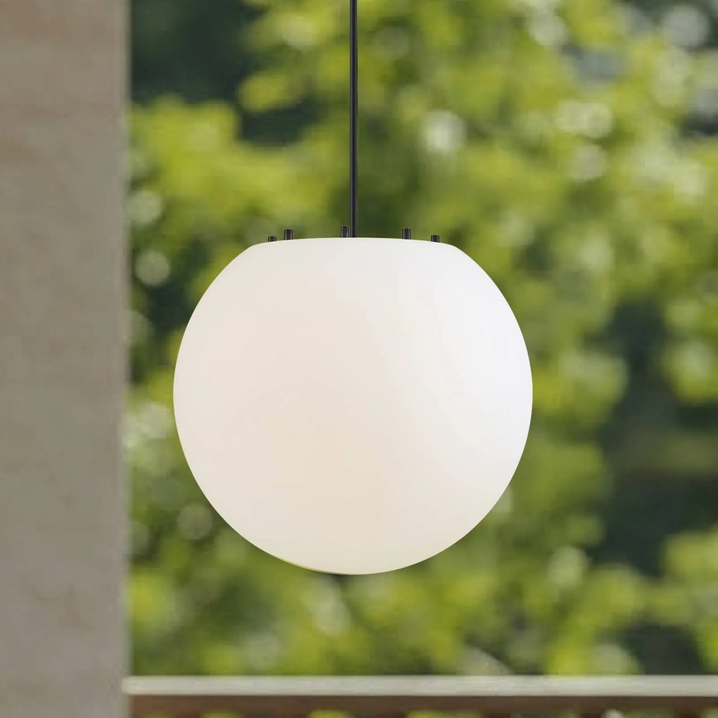 Lampada a sospensione da esterno Lindby Alea, bianco, plastica, Ø 38 cm