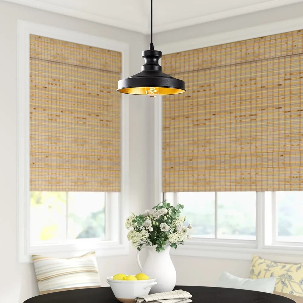 Lampadario nero con paralume in metallo ø 22 cm Berceste – Opviq lights