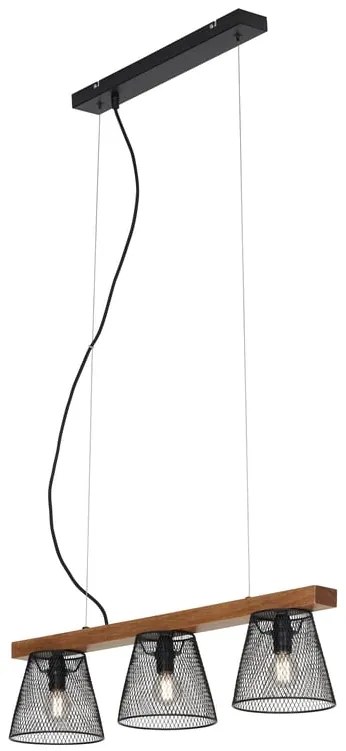 Lampadario Design Wood&Style nero paralume nero 3x E14 Ø65cm BRILONER