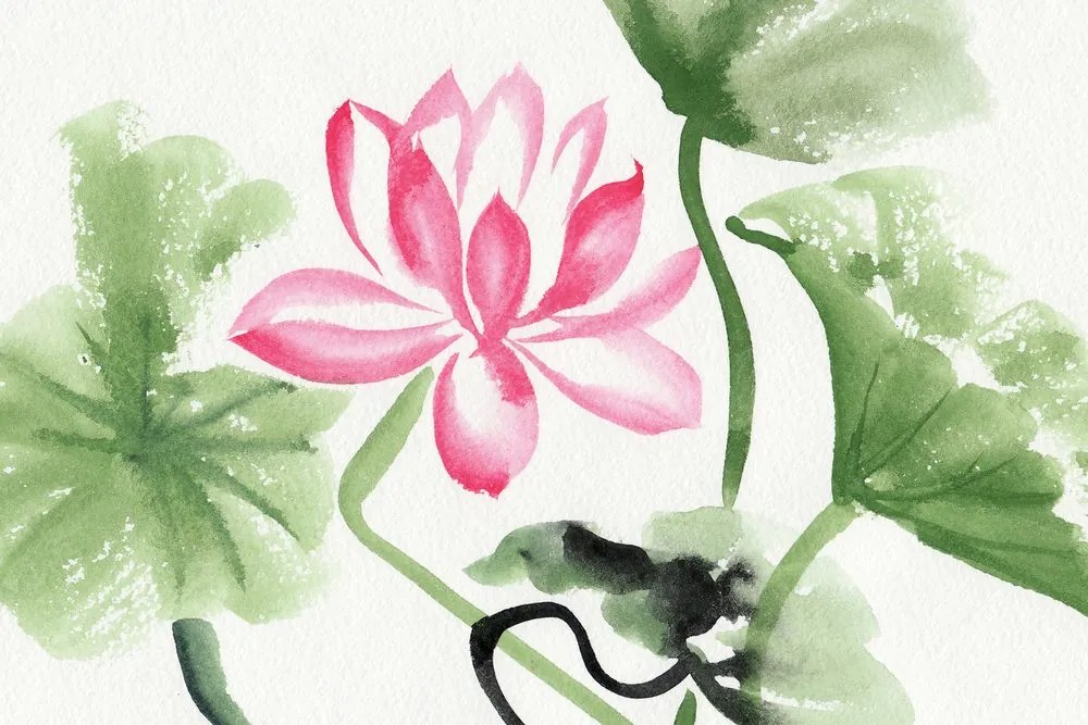 Quadro su tela – Fiore di loto acquerellato