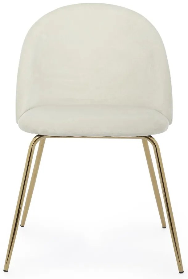 Set di 4 sedie TANYA in velluto bianco e base oro