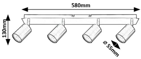 Rabalux 73074 - Faretto GERHARD 4xGU10/15W/230V