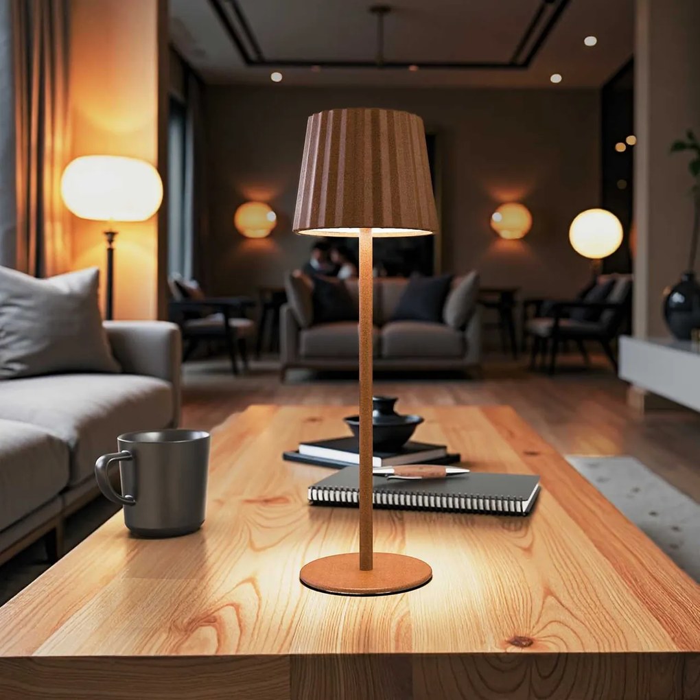 Lampada da Tavolo Ricaricabile 2.2W IP54 CCT Dimmerabile - Corten Rigato